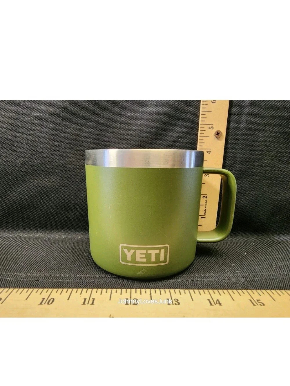 YETI Rambler 14 oz mug in the Highlands Olive Used No Lid